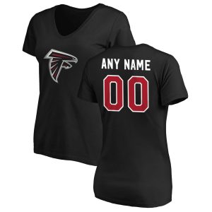 Atlanta Falcons Women’s Personalized V-Neck T-Shirt – Black