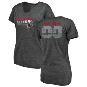 Atlanta Falcons Women’s Personalized Retro Tri-Blend V-Neck T-Shirt – Black