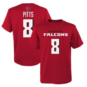 Kyle Pitts Atlanta Falcons Youth Mainliner Name & Number T-Shirt – Red