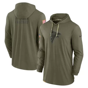 Men’s Atlanta Falcons Nike Olive 2022 Salute to Service Tonal Long Sleeve Hoodie T-Shirt